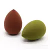 Puff de maquiagem em forma de azeitona com corte oblíquo de uso duplo úmido e seco sem látex, gotas d'água para molhar para expandir, esponja de maquiagem de beleza