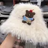 Lindo Oso de Peluche con Sombrero de Pescador para Mujer, Sombrero de Cubo Cálido para Otoño e Invierno con Circunferencia de Cabeza Grande, Engrosado y de Tacto de Alta Gama