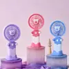 Ventilador de Mão Mini Portátil para Estudante com Três Velocidades Ajustáveis Desenho Animado Fofo Base de Suporte Ventilador de Mesa Recarregável