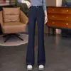 Pantalones de traje negros acampanados para mujer, nueva colección otoño 2026, de tiro alto, adelgazantes, con caída fluida, elásticos, versátiles para ir al trabajo