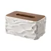 Caja de Papel de Escritorio Casual y Creativa de Gran Capacidad Plástico Hogar Sala de Estar Tapa de Madera Caja de Pañuelos Caja de Almacenamiento de Servilletas