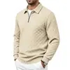 Moletom polo jacquard xadrez de peso pesado para outono e inverno masculino, gola virada, casual, solto, com meio zíper, manga longa, Amazon transfronteiriço