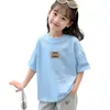 Camiseta de manga corta para niña, nueva y elegante camiseta infantil de verano 2026, camiseta de algodón puro estilo Ins para niñas pequeñas, moderna