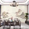 Tecido de Parede Bordado para Quarto e Sala de Estar, Bordado Paisagístico Estilo Chinês Novo Ba Shan Shu Shui, Padrão Floral para a Casa Toda