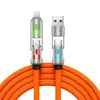 Cable de Datos Tipo-C Super Suave de Silicona 240W Haz de Luz Cuatro en Uno Carga Rápida PD Cable de Carga Rápida USB de Aleación de Aluminio Luz de Colores