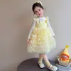 Vestidos Infantis Estilo Primavera Outono 2026 Novo Estiloso Colete para Bebê Vestido Princesa Roupas de Outono para Crianças Saia de Tule