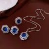 Brincos de Diamante Redondo Usados Vintage Colar Corrente de Suéter Estilo Palácio Retrô Conjunto de Joias Versátil Exquisito