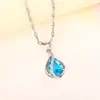 Temu Venta Caliente Nuevo Producto Transfronterizo Collar de Mujer de Cristal Azul Colgante Lágrima de Ángel Venta Directa de Fábrica