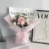 Ramo de Rosas de Flores de Lana Tejidas a Mano Acabado Flor Pompon San Valentín Día de la Madre Ramo de Graduación Cumpleaños