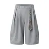 Calça Casual Cropped Plissada Estilo Retrô Americano para Homens e Mulheres, Novo Estilo de Verão, Caimento Solto, Emagrecimento, Fluido, Calça Wide Leg Versátil