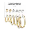 Set de Aretes de Aro con Perlas para Mujer Pendientes Geométricos Pendiente Círculo