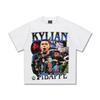 2025 Transfronterizo Nuevo Mbappe Fútbol Inyección Directa Estampada Camiseta de Manga Corta Primavera y Verano Algodón Pesado para Hombre y Mujer Cuello Pequeño