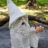 Adornos de Resina Enano Fumador Gnomo de Jardín Estilo Dibujos Animados Creativas Decoraciones para el Hogar y el Escritorio Pequeños Regalos