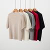 Suéter de Cachemir para Mujer de Manga Corta Otoño e Invierno Nuevo Cuello Alto Medio Manga Corta Color Sólido Jersey Tejido Lana Tejido Suéter Básico