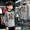 Camiseta de Manga Larga de Forro Polar con Estampado Divertido para Niños, Primavera y Otoño, para Niños Medianos y Grandes, Estilo Coreano, Elegante, Informal, Capa Base