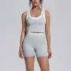 Nuevo conjunto de yoga a colorblock transfronterizo con tacto nude, casual y versátil, acanalado, de cintura alta, para ejercicio al aire libre, conjunto de seis piezas