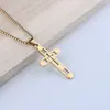 Collar Cruz Hueca Transfronterizo Europeo y Americano Colgante de Acero Inoxidable para Hombre Hip-Hop Joyería de Acero de Titanio Venta al por Mayor No se Desvanece