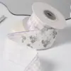 Tela Estampada a Cuadros con Accesorios para el Cabello DIY Lazo Brillo Estéreo Floral Cinta Floral Accesorios Cinta de Empaque Floral