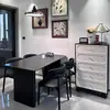Mesa de Jantar e Cadeiras Minimalistas Pretas Foscas Ardósia Marca Combinação Pequeno Apartamento Luxo Leve Casa para Alugar Mesa de Jantar Retangular