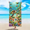 Amazon Cross-Border Estilo Verão Férias na Praia Toalha de Praia Microfibra Tartaruga Marinha Azul Toalha Esportiva