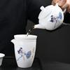 Tetera de Porcelana Blanca Jade Grasa de Cordero Juego de Té Kung Fu Juego Completo para Hacer Té en el Hogar Caja de Regalo Regalo de Negocios Elegante de Alta Gama