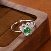 Anillo de mariposa de plata de ley S925 con jade, material natural peligroso, huevo de plata, versátil, moderno y ajustable, accesorio para mujer.