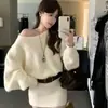 Novo vestido suéter casual de ombro a ombro estilo francês, único e super estiloso, emagrece e valoriza a silhueta com cintura marcada e design que abraça o corpo.