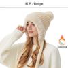Gorro de Punto de Nuevo Estilo Transfronterizo para Invierno al Aire Libre con Forro Polar, Grueso, con Bola de Pelo de Lana, Versátil, Elástico, Cortavientos, de Lana para Mujer