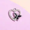 Colgante de Aleación Mariposa Goteo de Aceite Hueco en Forma de Corazón Accesorio de Dijes DIY Pulsera Ropa Joyería Piezas Materiales Mayoreo