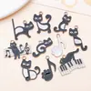 Desenho Fofo Gotejamento de Óleo Notas Musicais de Piano Gato Preto e Branco Pingente de Liga de Zinco Chaveiro DIY Acessórios de Joias