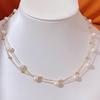 Collar de Perlas Gipsófila Hecho a Mano Doble Capa Apilado Uso ins Oro de 14k Entrada Lujo Perla Natural de Agua Dulce Cadena Clavícula para Mujer