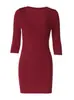 Vestido bodycon sexy de estilo europeo y americano con cuello en V ajustado para mujer, nuevo vestido corto sexy de color liso con manga media para otoño 2026 para mujer