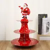 Soporte para Pastel de Múltiples Niveles Personalizado de Papá Noel para Guardería Tema Cumpleaños Pastel Bocadillo Postre Charola de Papel