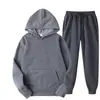 Conjunto de sudadera de color liso de talla grande para hombre y mujer, 220 g de tela, fabricante mayorista, conjunto holgado de talla grande de marca de moda para parejas