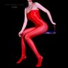 Shabin Pierna Abierta Tirantes Sin Tirantes Cuerpo Completo Brillo Aceitoso Sexy Ajustado Cuerpo Seda Negra Conjunto Jj Tirantes Pura Deseable Longitud Corporal Medias de Seda