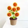 Plantas Verdes Simuladas, Rostos Sorridentes, Girassóis, Plantas em Vaso, Ornamentos de Mesa de Lã Tricotada Acabada, Decorações Criativas de Plantas para Dormitório