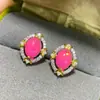 Aretes de ópalo rosa natural de alta calidad para mujer, base de plata esterlina que no se decolora y no es alérgica, con piedra de topacio