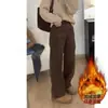 Jeans Skinny Marrom Reto 2025 para Mulheres Outono e Inverno Novo Calça de Cintura Alta Slim Wide-Leg Comprimento Total
