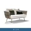 Sofá Nórdico para Exterior, Cadeira de Rattan para Varanda de Pátio, Mesa e Cadeiras de Sofá, Móveis de Rattan para Lazer ao Ar Livre à Prova de Chuva e Sol