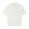 Estilo Old Money Antiarrugas Agradable para la Piel Mezcla de Lana Australiana Canalé Verano Manga Corta Cropped Ceñidor de Cintura Versátil Camiseta Polo