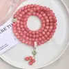 Pulseira Bodhi Flor Flutuante Rosa Pêssego, Vento Suave nos Dedos, Contas Macias, Contas de Rosário, Multicírculo, Disco Versátil para Segurar na Mão para Mulheres