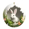 Entre em novas decorações de Páscoa decoração de Páscoa vintage formato de buraco de árvore com coelho enfeites com corda decoração pendente