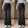 Pantalones de maternidad para primavera y verano, pantalones ligeramente acampanados, pantalones con soporte para la barriga de talla grande que no aprietan la barriga, adecuados para el principio del embarazo, pantalones de tiburón para primavera