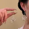 [Deusa Incrível] Brincos de Flor de Cristal Transparente para Mulheres, Longos Estilo Fada do Mar Feriado Brincos Exagerados Versáteis