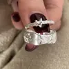 Anillo de Estrella de Plata de Ley 925 para Mujer, Patrón Irregular Estilo Ins, Anillo Abierto Versátil Simple de Nicho de Lujo Ligero, Moderno
