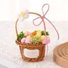 Flor de Hilo Tejido Flor Pomposa Cesta Pequeña de Flores Caja de Regalo Recuerdo Ramo Pequeño Decoración Día de San Valentín Transfronterizo Flores Artificiales para Maestros