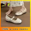 Zapatos Mary Jane blancos para combinar con faldas, estilo ballet plateado francés, nuevo modelo de verano 2025, planos y que aumentan la altura