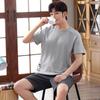 Pijama Longsha Masculino Verão Fino Algodão Puro Manga Curta Shorts Roupa de Casa Casual de Alta Qualidade para Adolescentes e Meninos conjunto