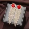 Pendientes Largos con Borlas Exageradas de Personalidad Retro Cadena de Garras de Moda Tendencia Pendientes Geométricos con Pedrería
