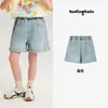 Pudding Haru 2026 Verão Novo Estilo Shorts Jeans Cor Lisa para Meninas Calças Casuais Largas Retro Americano para Crianças
